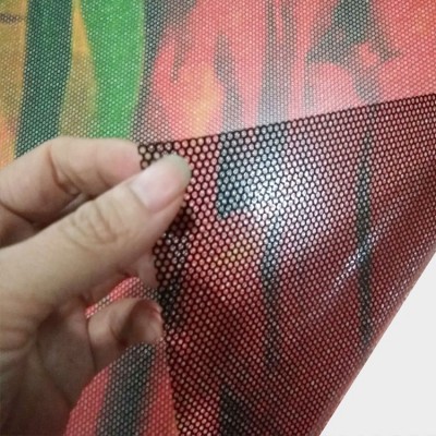 单透玻璃贴纸4S店招单孔透视贴膜双透贴广告画网孔贴公交车UV车贴图4