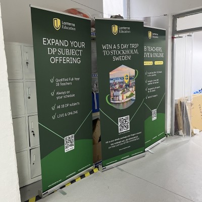 便携铝合金易拉宝80x200门型展示架子活动海报制作水滴 型宽屏展图2