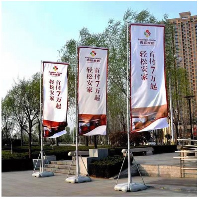 实力工厂注水旗杆5米7米3米户外广告伸缩旗竿-道旗刀旗帜宣传彩旗图2