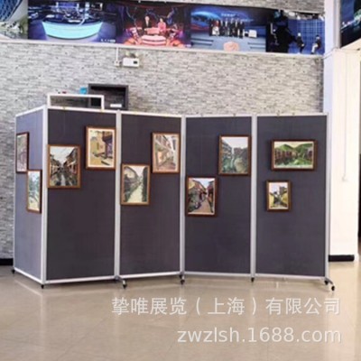 学校摄影书法广告宣传PVC黑色板黑色八棱柱书画展板屏风展会展架图2