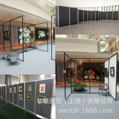 学校摄影书法广告宣传PVC黑色板黑色八棱柱书画展板屏风展会展架图5