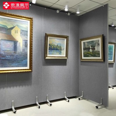 移动书画展板博物馆室内展厅背景墙宣传隔断画展亚麻布无缝板墙图3