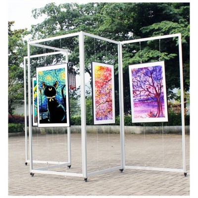 折叠书画展板学校美术书法作品展示架字画摄影展架可移动折叠屏风图2