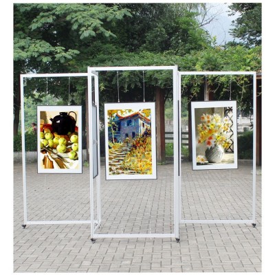 折叠书画展板学校美术书法作品展示架字画摄影展架可移动折叠屏风