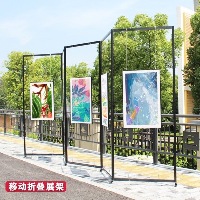 折叠书画展板学校美术书法作品展示架字画摄影展架可移动折叠屏风图4