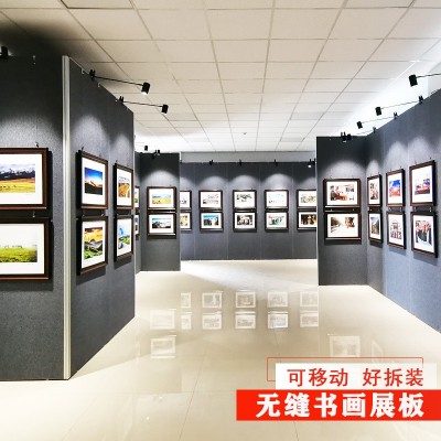 无缝书画展板宣传隔断背景板美术展览馆博物馆书法布置可移动展墙图3