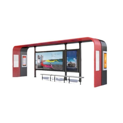 新款智能公交电子站台站牌不锈钢巴士广告滚动灯箱仿古厂家候车亭图4