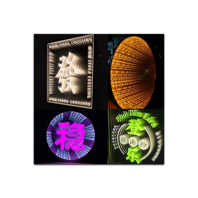 酒吧夜场深渊镜面装饰灯 3D千层镜深渊字无限延伸隧道魔术背景墙图5