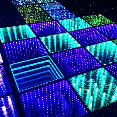 LED镜面3D深渊地砖灯 婚礼酒吧KTV舞台活动发光千层镜彩色地板灯图2