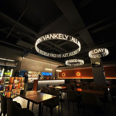 圆环吊顶亚克力霓虹灯圆形弧形发光字悬挂酒吧广告门头定高亮度图2