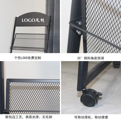 源头工厂黑色白色报刊架 杂志架落地资料架书架 展示架可移动带轮图2