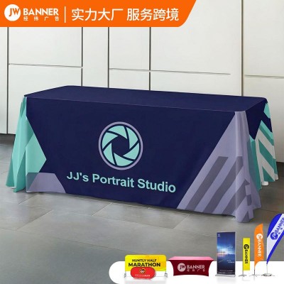 跨境桌布来图印logo会议公司印刷广告宣传桌套订作展会桌布罩台布图3