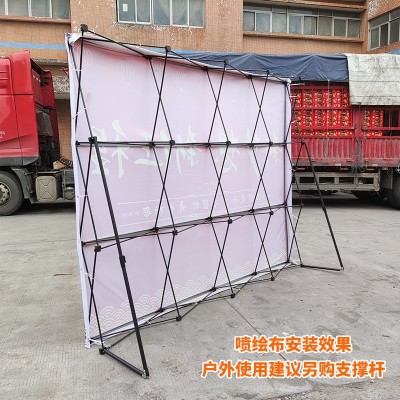 厂家批发铁质拉网展架便携式折叠活动背景板户外广告海报展示架子图3