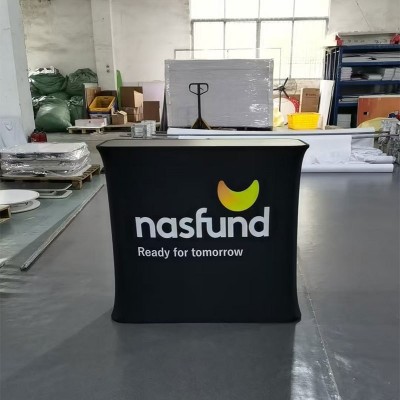 黑色台面40100促销展示台 可折叠可伸缩接待台 展会洽谈桌展桌
