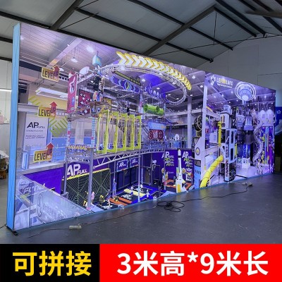 国外展会LED拉网灯箱背景墙展架上海工厂双面折叠便携发 光展览架图2