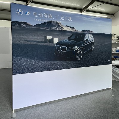 跨境快幕秀展会背景墙上海工厂豪华热升华经编布签到墙拉网展架图3