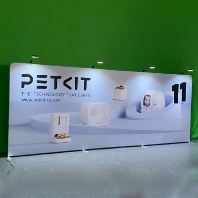 跨境快幕秀展会背景墙上海工厂豪华热升华经编布签到墙拉网展架图2