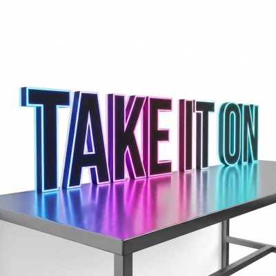 幻彩发光字3D跑边炫彩渐变色广告招牌制作不锈钢全彩发光字图4