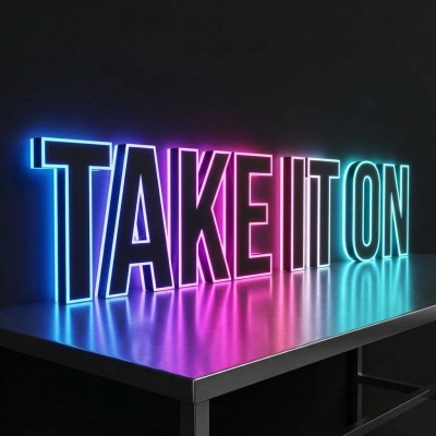 幻彩发光字3D跑边炫彩渐变色广告招牌制作不锈钢全彩发光字