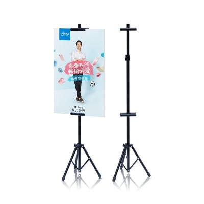 落地KT板展架POP海报架广告立式升降架子铁质双面三角 挂画架图5
