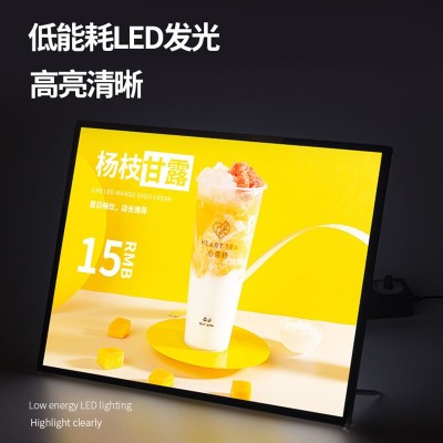 钢化玻璃抽画灯箱定制超薄发光广告牌铝合金海报框挂墙电梯展示架图2