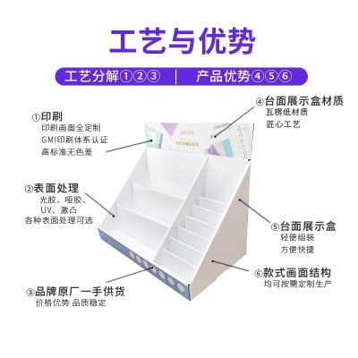 工厂直供文具台面PDQ纸展示盒商超陈列货架纸盒跨境瓦楞纸展示盒图2