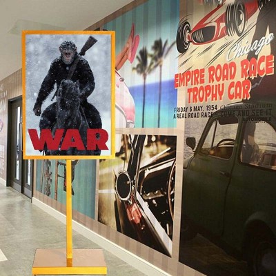 苹果立牌单杆看板架双面挂画架白色黑色金色广告展示器材展示架图2