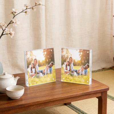 亚克力磁吸相框方形双面透明无框方形画框桌面摆台长方形厂家定制图2