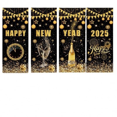 2026新年快乐背景布四件套横幅烟花城市场景节日派对氛围拍照装饰图5