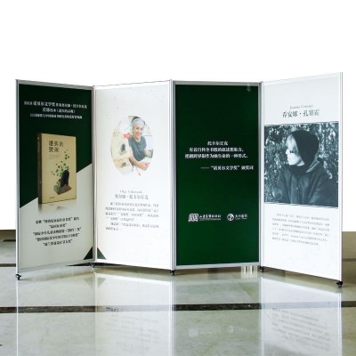 书画折叠挂画广告海报移动校园画廊画展八棱柱kt板隔断屏风展板架图3