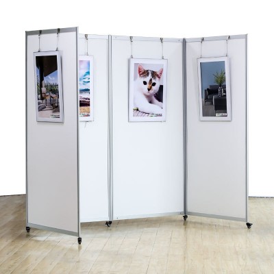 书画折叠挂画广告海报移动校园画廊画展八棱柱kt板隔断屏风展板架