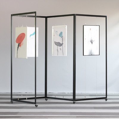 书画摄影展示架铝合金美术卷轴画框挂画架子厂家幼儿园绘画户外用图2