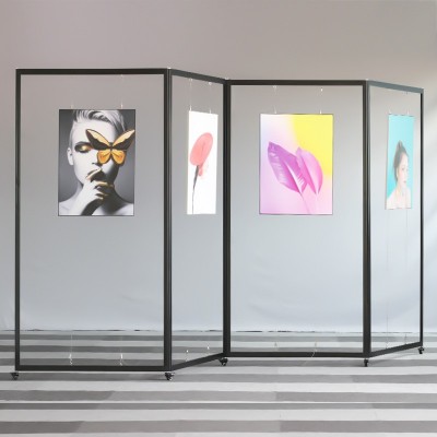 书画摄影展示架铝合金美术卷轴画框挂画架子厂家幼儿园绘画户外用图3