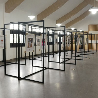 宣传展示架画展展示架书画展架广告折叠架子校园挂画八棱柱展板厂图3