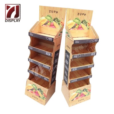 纸货架定制生产蔬菜瓦楞纸陈列架木纹纸质展示架水果展示盒工厂图2
