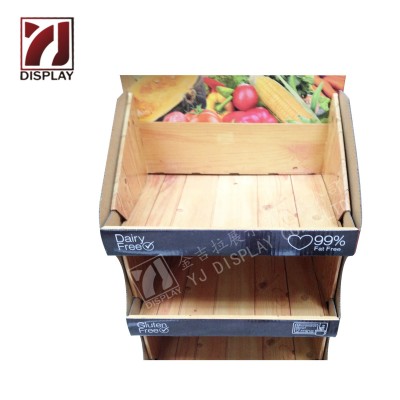 纸货架定制生产蔬菜瓦楞纸陈列架木纹纸质展示架水果展示盒工厂图3
