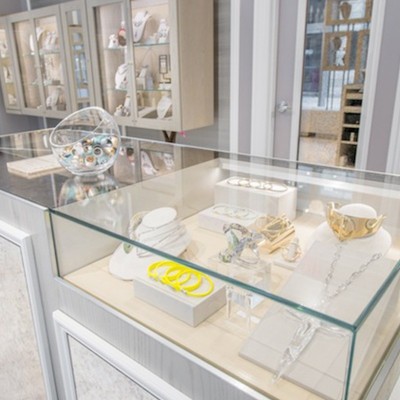 钢化玻璃展柜供应珠宝玉器展示柜商场阻燃板珠宝展柜不锈钢展示柜图3