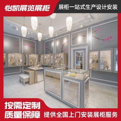 钢化玻璃展柜供应珠宝玉器展示柜商场阻燃板珠宝展柜不锈钢展示柜