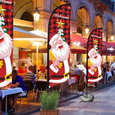 跨境圣诞节沙滩旗道旗亚马逊节日装饰羽毛旗帜户外刀旗图2