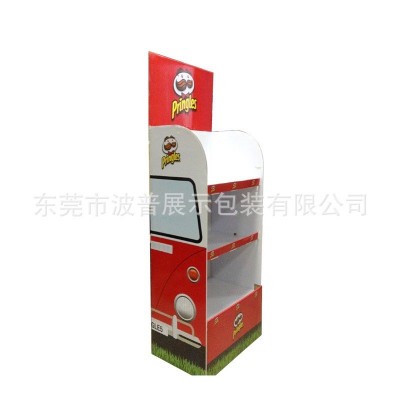 品客薯片纸展示架 三层直立落地薯片纸货架 零食落地纸展架图5