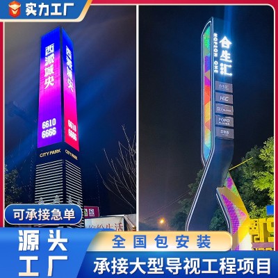 房地产商场户外大型不锈钢异形精神堡垒导视向牌雕塑制作生产厂家图2