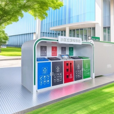 厂家直供智能垃圾分类房钢结构垃圾分类亭户外移动垃圾箱房回收站图2