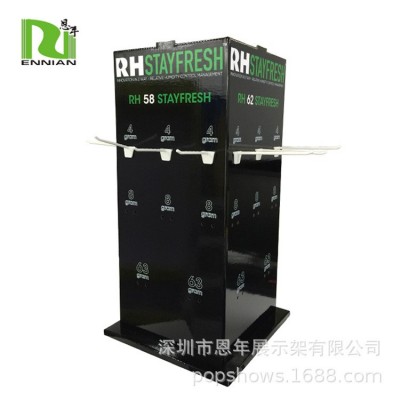 快餐盒展示架 纸质四面展示架含挂钩 旋转纸货架展示架图2