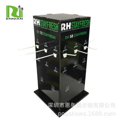 快餐盒展示架 纸质四面展示架含挂钩 旋转纸货架展示架图4