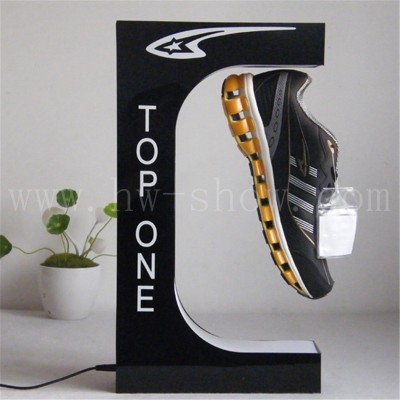 磁悬浮鞋架休闲运动促销展示柜L形凌空旋转发光商场橱窗货架摆件图2