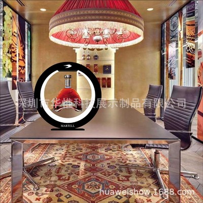 马爹利磁悬浮酒架ＸＯ发光酒架360度自转圆形酒座断电上吸厂家批图3