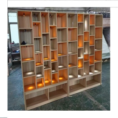 直播间背景展示柜木质格子多层置物架实木鞋包展柜定制包包 陈列柜图5