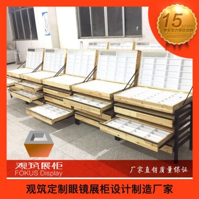 眼镜展示柜陈列架实木烤漆玻璃展示柜台多层伸缩眼镜展示 架可移动图2