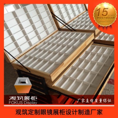 眼镜展示柜陈列架实木烤漆玻璃展示柜台多层伸缩眼镜展示 架可移动图3