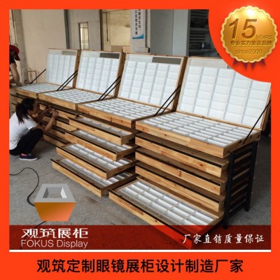 眼镜展示柜陈列架实木烤漆玻璃展示柜台多层伸缩眼镜展示 架可移动图4